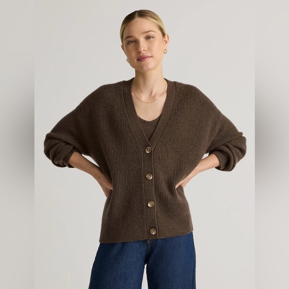 Quince Mongolian Cashmere Fisherman’s Cropped Cardigan Sweater
